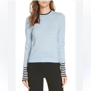 Veronica Beard Avory Contrast Cuff Merino Wool Sweater
